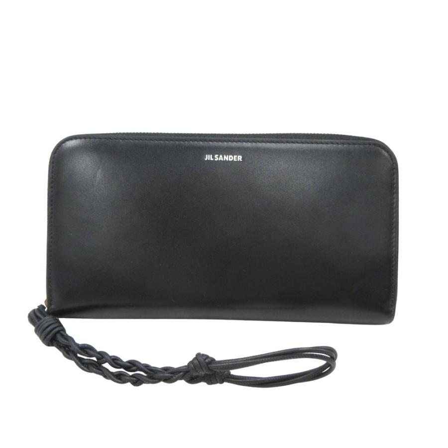 美品　JIL SANDER ジルサンダー　ラウンドウォレット　長財布　レザー　黒 JIL SANDER（ジルサンダー） レザー ラウンドファスナー ロング