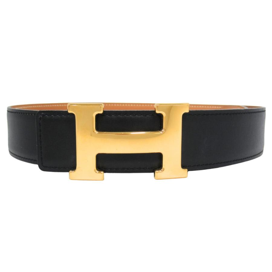 良品 HERMES エルメス Hバックル リバーシブル ベルト ボックスカーフ レザー □B刻印 1998年製 サイズ65cm ブラック/ブラウン メンズ 古着 中古 | HERMES