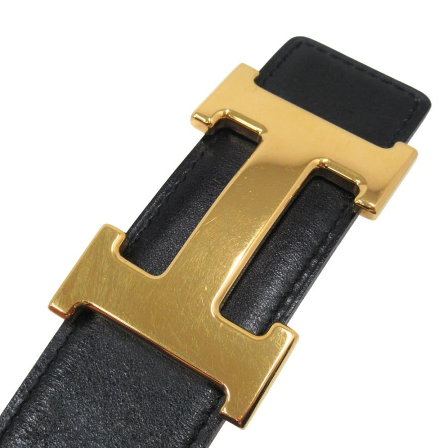 良品 HERMES エルメス Hバックル リバーシブル ベルト ボックスカーフ レザー □B刻印 1998年製 サイズ65cm ブラック/ブラウン メンズ 古着 中古 | HERMES | 03