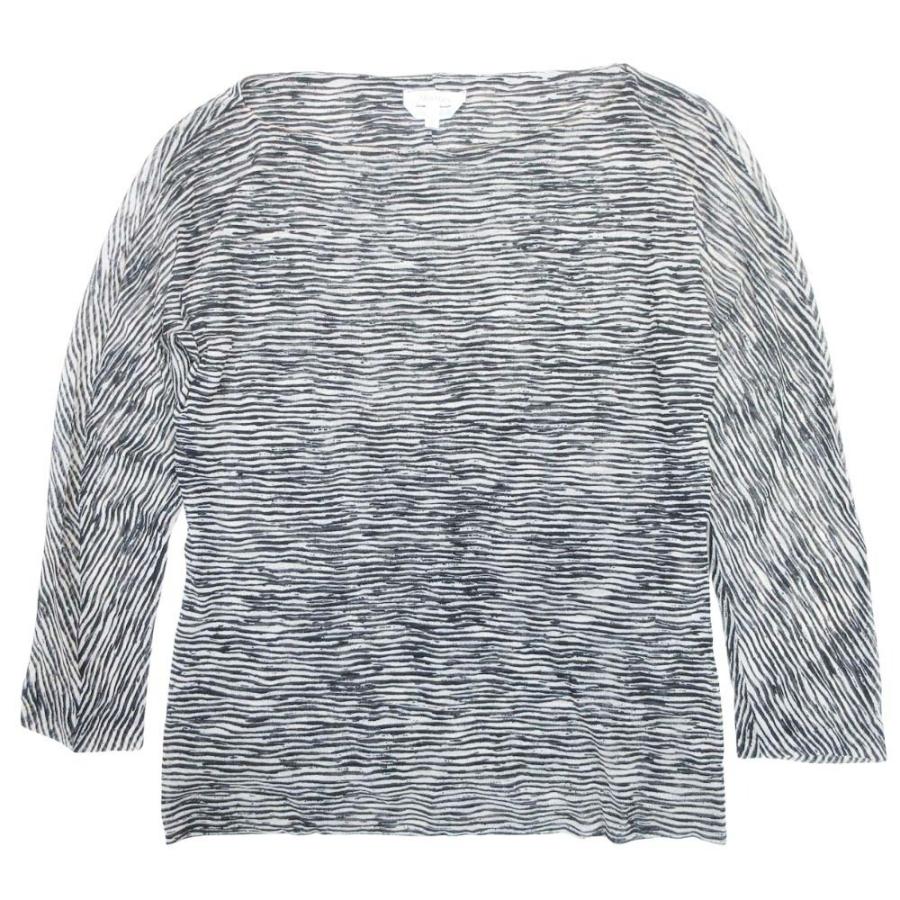 美品 MAX MARA マックスマーラ ゼブラボーダー ナイロン パワーネット メッシュカットソー トップス 七分袖 M 黒 白 レディース 古着 中古 | Max Mara