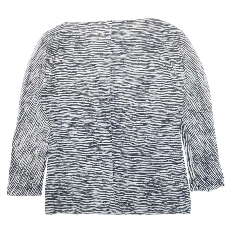 美品 MAX MARA マックスマーラ ゼブラボーダー ナイロン パワーネット メッシュカットソー トップス 七分袖 M 黒 白 レディース 古着 中古 | Max Mara | 01