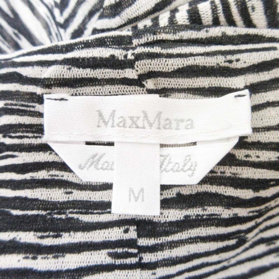 美品 MAX MARA マックスマーラ ゼブラボーダー ナイロン パワーネット メッシュカットソー トップス 七分袖 M 黒 白 レディース 古着 中古 | Max Mara | 04