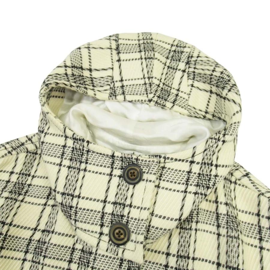 美品 MARNI マルニ 20aw チェック フーデッドコート 2WAY ノーカラー アウター 36 アイボリー ブラック レディース 古着 中古 | MARNI | 04