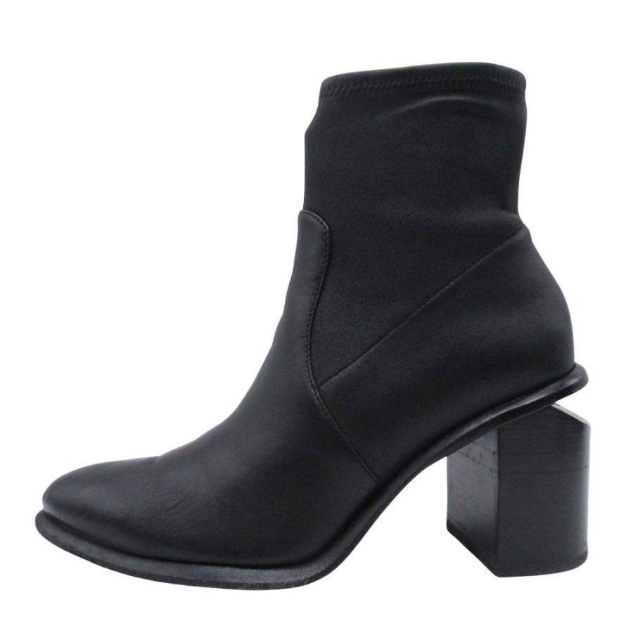 良品 Alexander Wang アレキサンダーワン ナッパレザー ショートブーツ デザインヒール シューズ 靴 36.5/23.5 黒 ブラック レディース 古着 中古 | alexanderwang