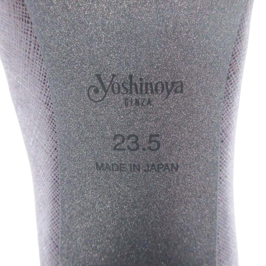 美品 GINZA YOSHINOYA 銀座ヨシノヤ フラワーモチーフ パンプス スクエアトゥ シューズ 靴 23.5cm チャコール グレー レディース 古着 中古 |  | 07