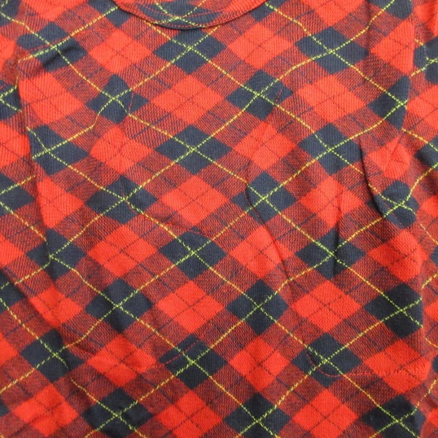 美品 COMME des GARCONS コムデギャルソン 10aw フロントパッチ ニット カットソー ロング Tシャツ 長袖 チェック XS 赤 レッド レディース 古着 中古 | COMME des GARCONS | 02