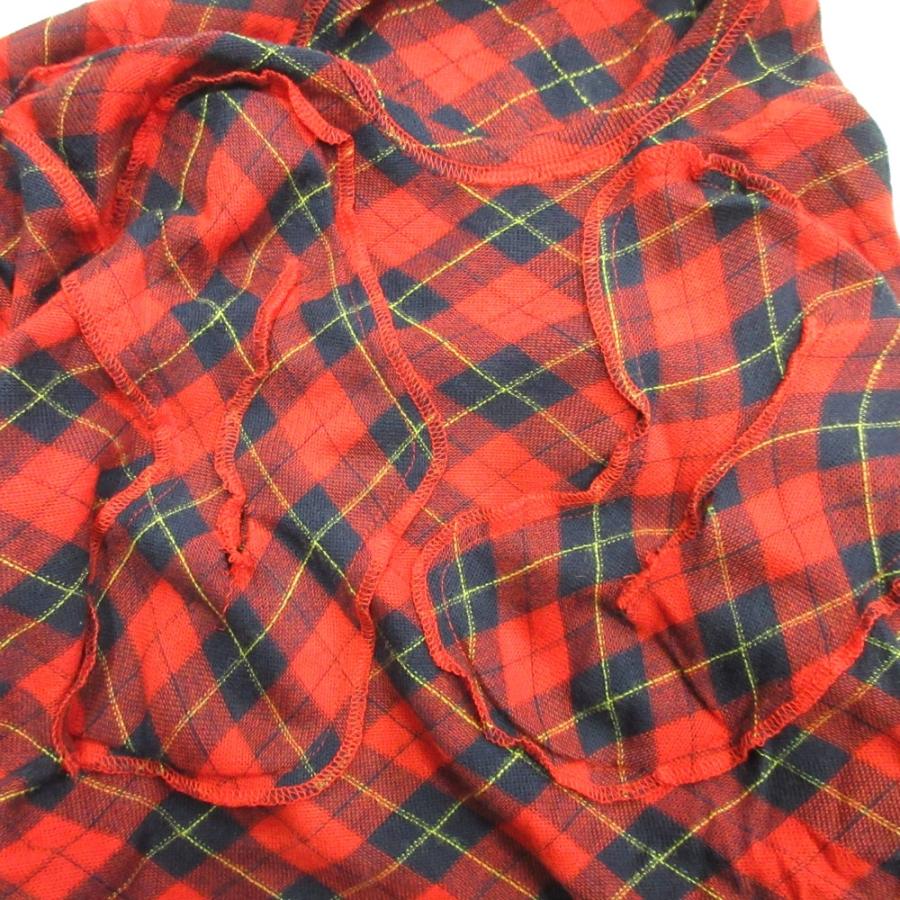 美品 COMME des GARCONS コムデギャルソン 10aw フロントパッチ ニット カットソー ロング Tシャツ 長袖 チェック XS 赤 レッド レディース 古着 中古 | COMME des GARCONS | 03