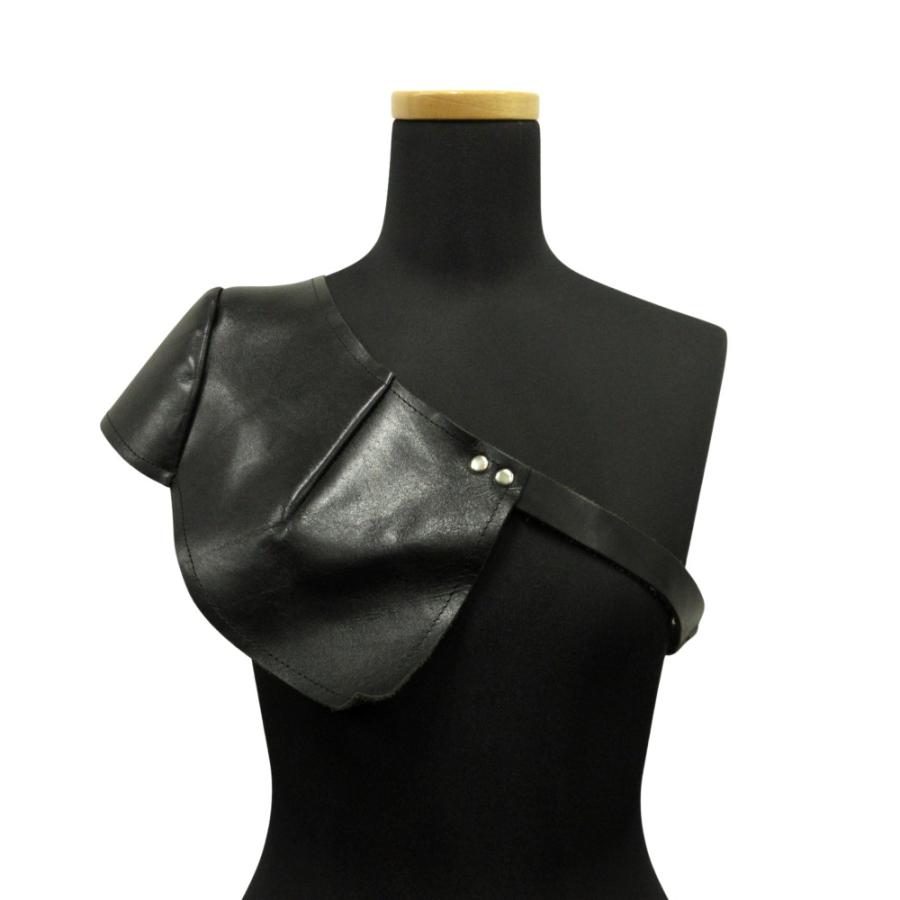 良品 COMME des GARCONS コムデギャルソン 10ss レザー ショルダー パッド 甲冑 鎧 ベルト アーカイブ 黒 ブラック レディース 古着 中古 | COMME des GARCONS