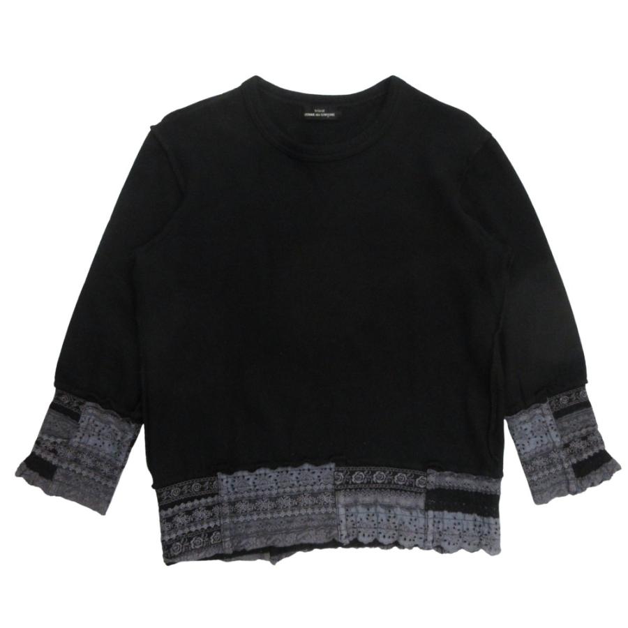 美品 tricot COMME des GARCONS トリココムデギャルソン 製品染め ウール ニット セーター 長袖 レース 刺繍 バラ 黒 ブラック レディース 古着 中古 | tricot COMME des GARCONS