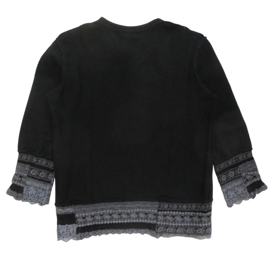 美品 tricot COMME des GARCONS トリココムデギャルソン 製品染め ウール ニット セーター 長袖 レース 刺繍 バラ 黒 ブラック レディース 古着 中古 | tricot COMME des GARCONS | 01