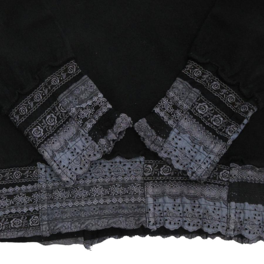 美品 tricot COMME des GARCONS トリココムデギャルソン 製品染め ウール ニット セーター 長袖 レース 刺繍 バラ 黒 ブラック レディース 古着 中古 | tricot COMME des GARCONS | 05