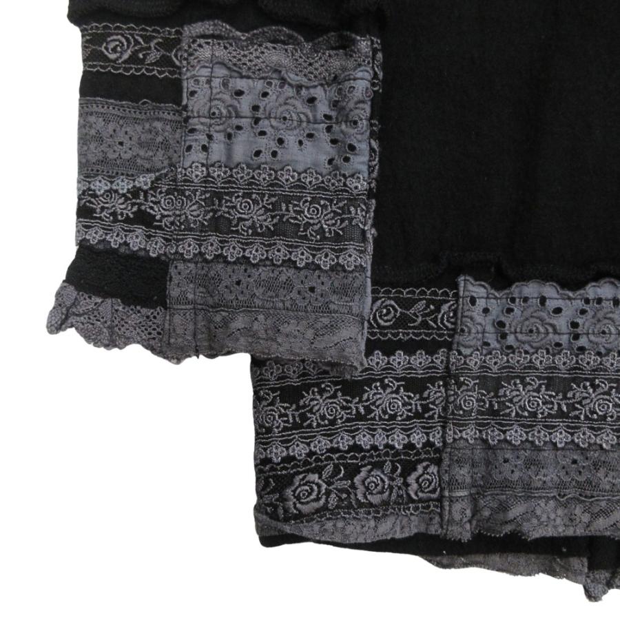 美品 tricot COMME des GARCONS トリココムデギャルソン 製品染め ウール ニット セーター 長袖 レース 刺繍 バラ 黒 ブラック レディース 古着 中古 | tricot COMME des GARCONS | 06