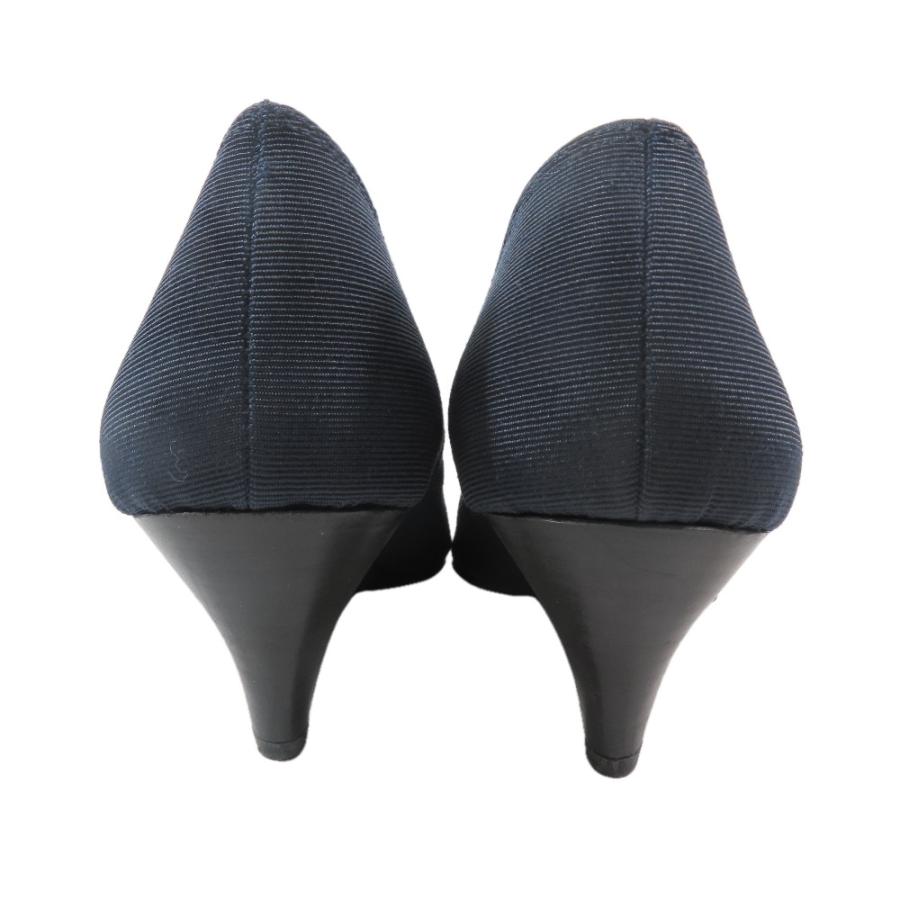 良品 YVES SAINT LAURENT イヴサンローラン パンプス ポインテッドトゥ ミドルヒール シューズ 36 ネイビー レディース 古着 中古 | Yves Saint Laurent | 02