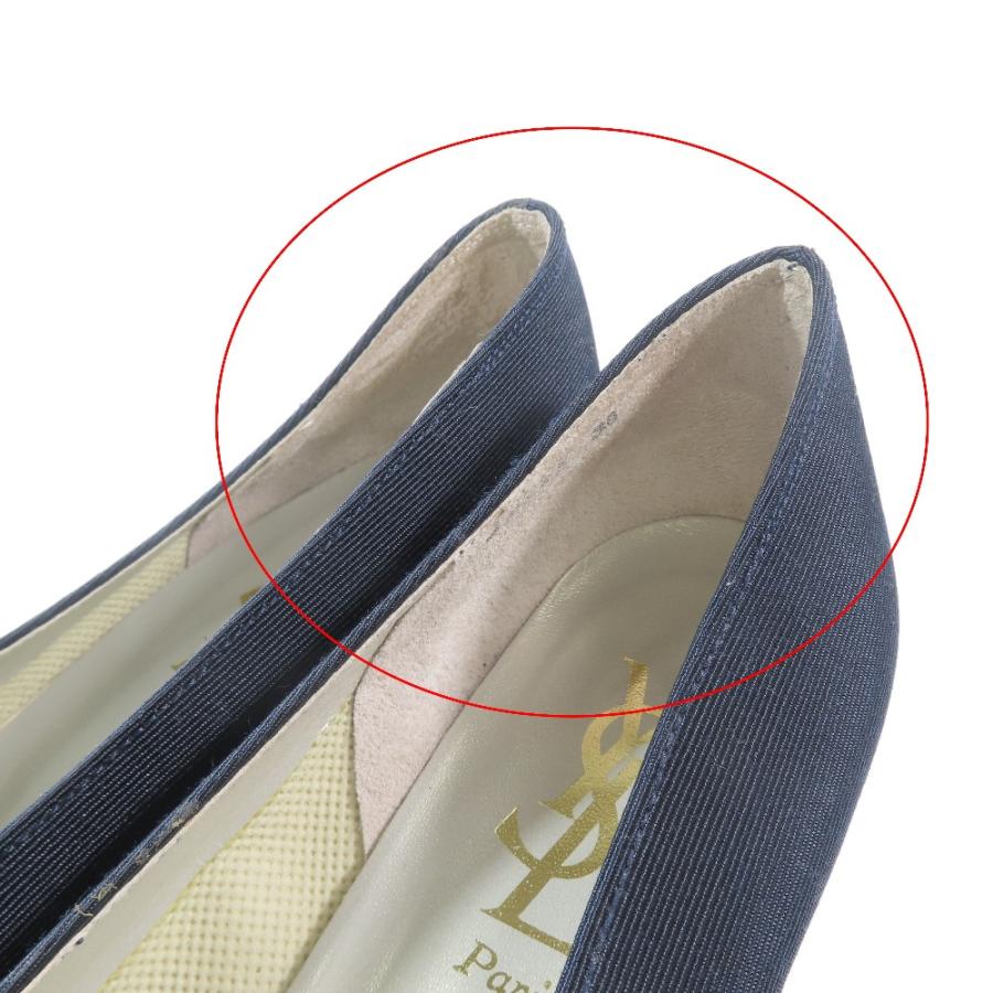 良品 YVES SAINT LAURENT イヴサンローラン パンプス ポインテッドトゥ ミドルヒール シューズ 36 ネイビー レディース 古着 中古 | Yves Saint Laurent | 06