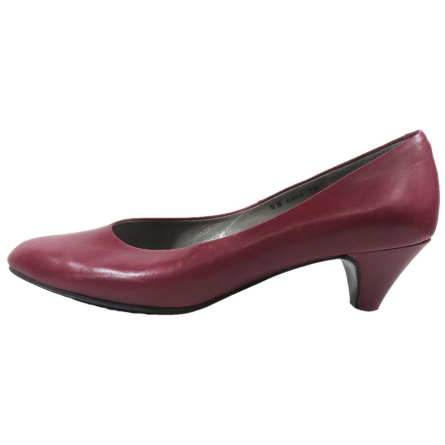 YVES SAINT LAURENT イヴサンローラン パンプス アーモンドトゥ ミドルヒール シューズ レザー 36 レッド レディース 古着 中古 | Yves Saint Laurent