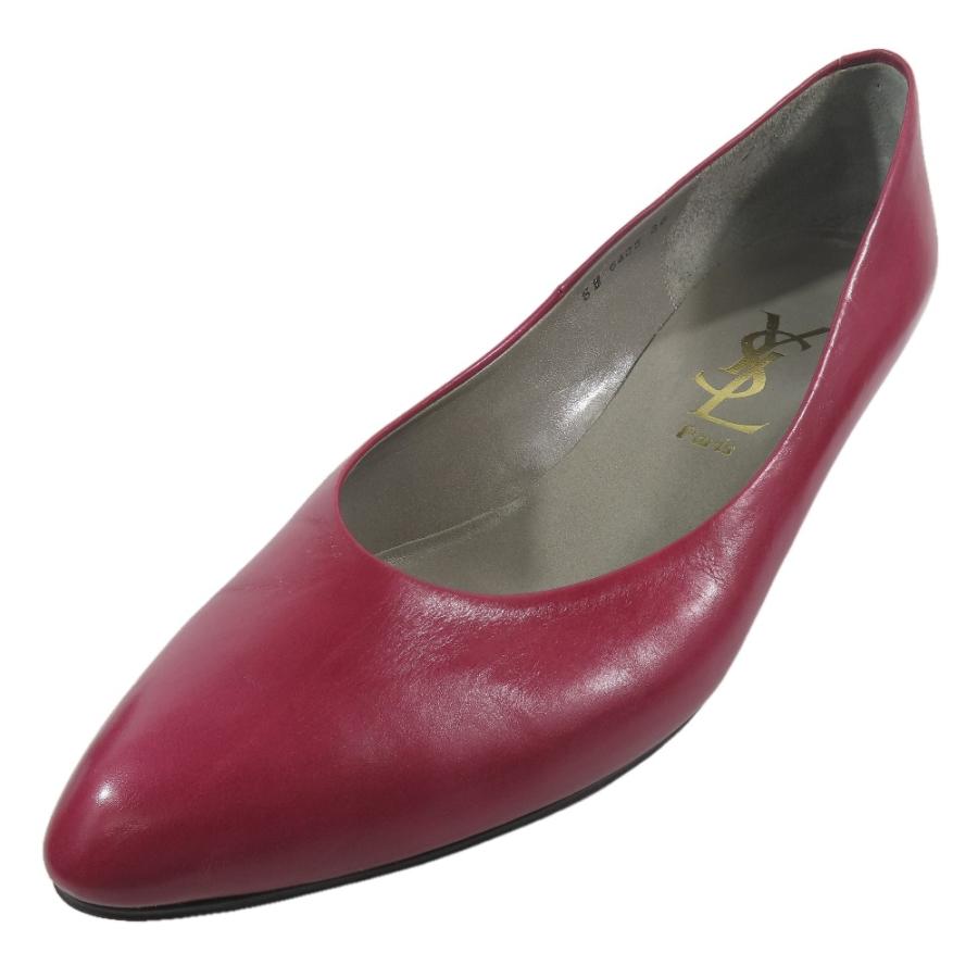 YVES SAINT LAURENT イヴサンローラン パンプス アーモンドトゥ ミドルヒール シューズ レザー 36 レッド レディース 古着 中古 | Yves Saint Laurent | 01
