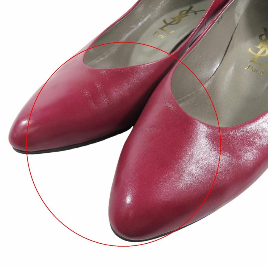 YVES SAINT LAURENT イヴサンローラン パンプス アーモンドトゥ ミドルヒール シューズ レザー 36 レッド レディース 古着 中古 | Yves Saint Laurent | 06