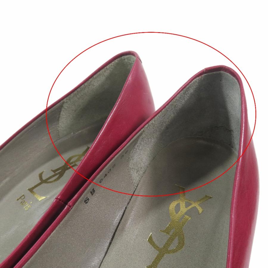 YVES SAINT LAURENT イヴサンローラン パンプス アーモンドトゥ ミドルヒール シューズ レザー 36 レッド レディース 古着 中古 | Yves Saint Laurent | 07