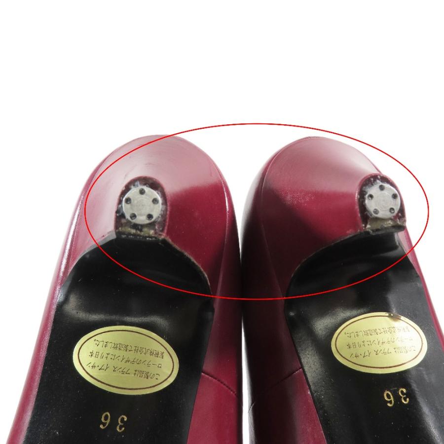 YVES SAINT LAURENT イヴサンローラン パンプス アーモンドトゥ ミドルヒール シューズ レザー 36 レッド レディース 古着 中古 | Yves Saint Laurent | 08