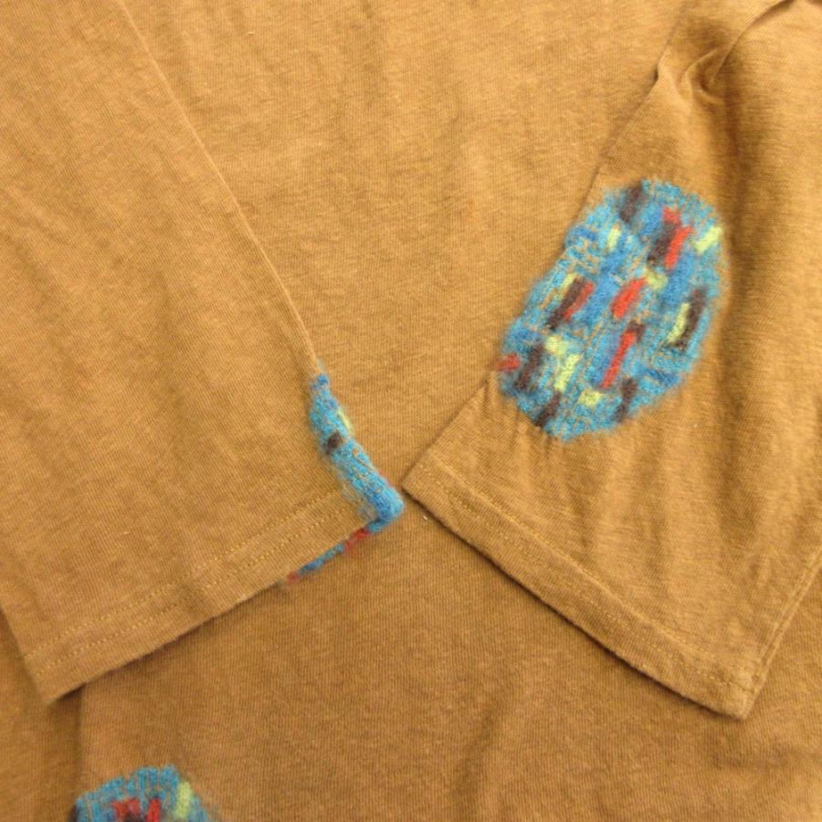 美品 KAPITAL キャピタル ハイネック ニット カットソー Tシャツ バイカラー 刺繍 ウール混 M 茶 ブラウン メンズ 古着 中古 | KAPITAL | 04