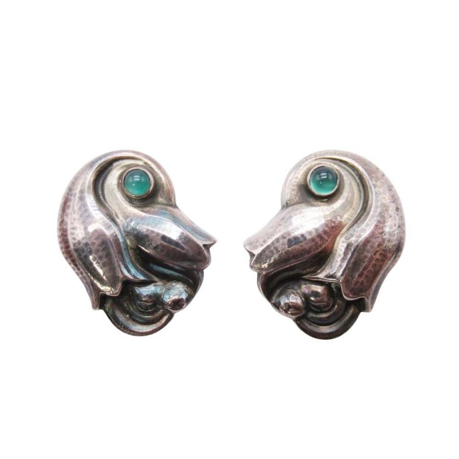 Georg Jensen（ジョージ ジェンセン） 美品 100A イヤリング グリーン 