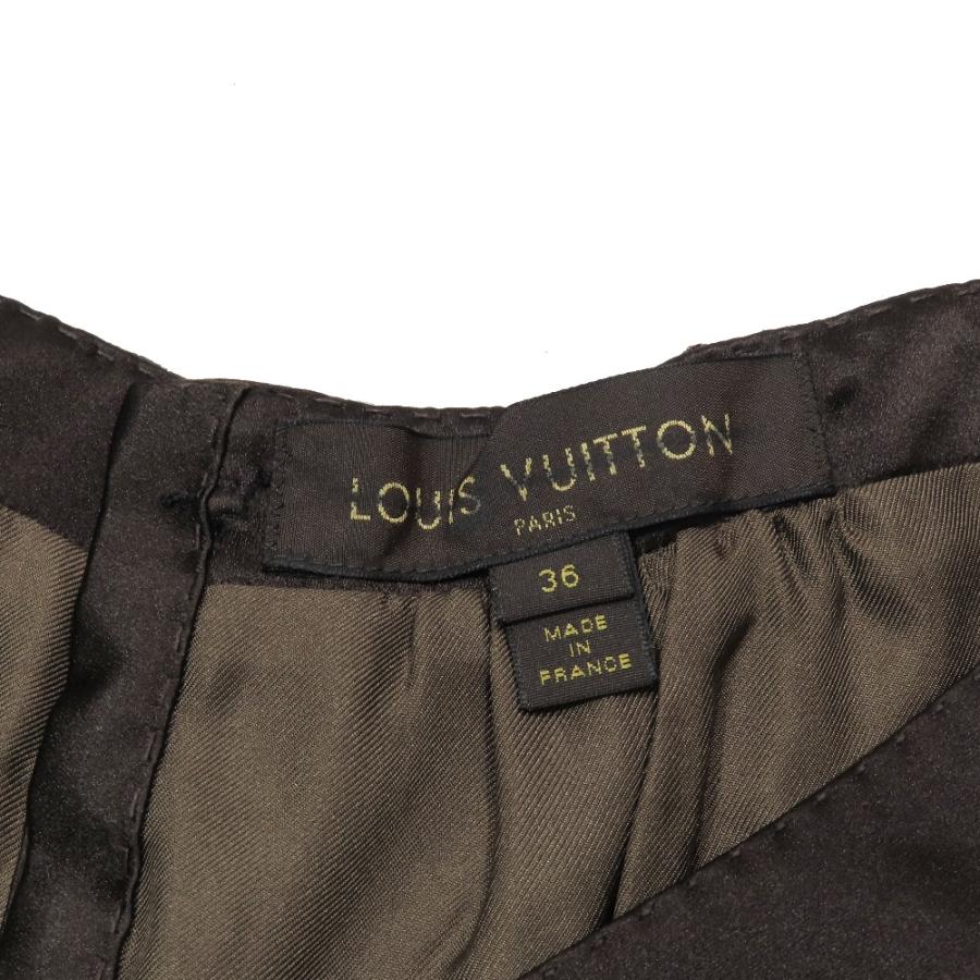 良品 LOUIS VUITTON ルイヴィトン シルク ドレス ノースリーブ ワンピース ショールドッキング ハーフ 膝丈 36 光沢 ブラウン レディース 古着 中古 | LOUIS VUITTON | 07