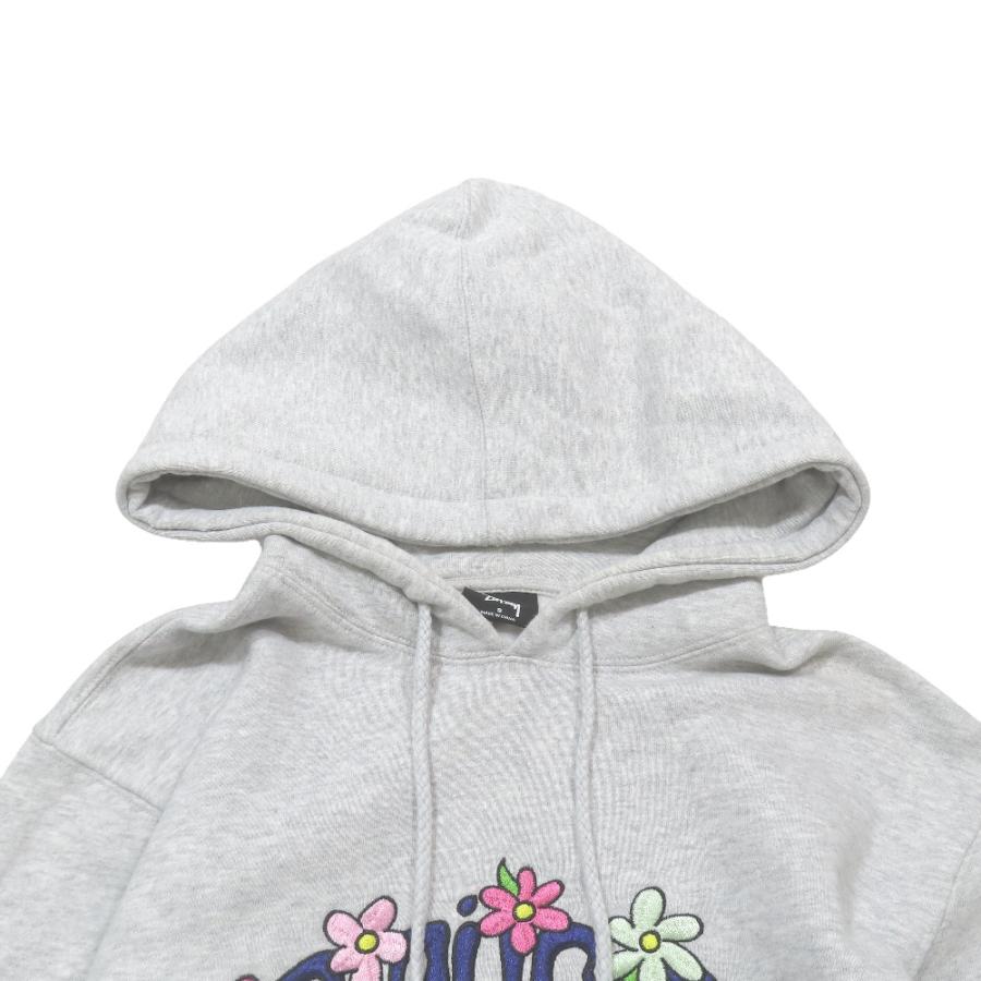 良品 STUSSY ステューシー COLLEGIATE FLORAL HOODIE スウェット パーカー プルオーバー 長袖 裏起毛 カットソー S グレー メンズ 古着 中古 | STUSSY | 02