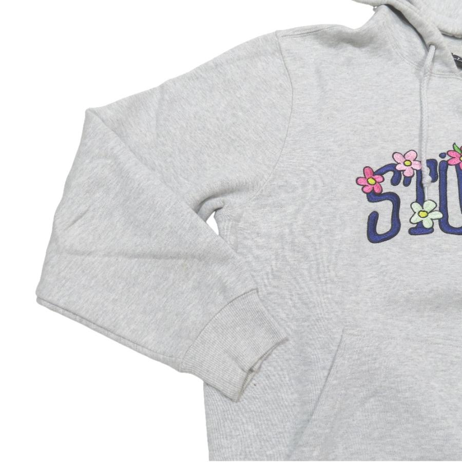 良品 STUSSY ステューシー COLLEGIATE FLORAL HOODIE スウェット パーカー プルオーバー 長袖 裏起毛 カットソー S グレー メンズ 古着 中古 | STUSSY | 03