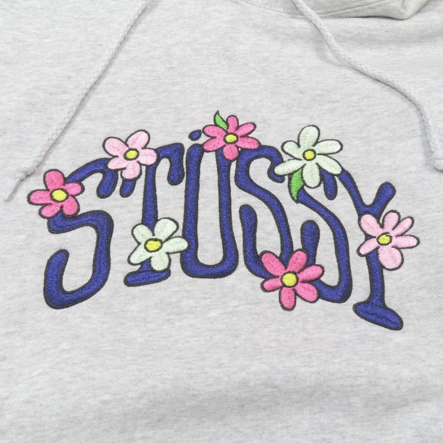 良品 STUSSY ステューシー COLLEGIATE FLORAL HOODIE スウェット パーカー プルオーバー 長袖 裏起毛 カットソー S グレー メンズ 古着 中古 | STUSSY | 04