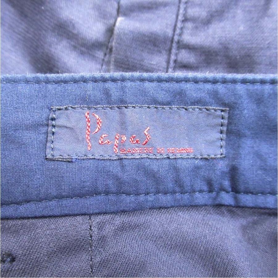 良品 Papas パパス コットンリネン 2タック スラックス テーパードパンツ ボトムス 54/XL 紺 ネイビー メンズ 古着 中古 | PAPAS | 03