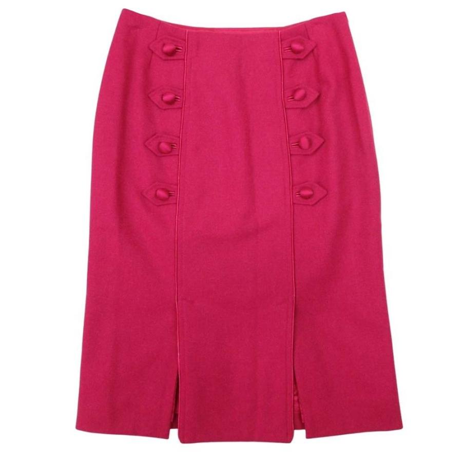 美品 YVES SAINT LAURENT イヴサンローラン 2005年製 ヴィンテージ  ウールアンゴラ ミモレスカート スリット 34 ショッキングピンク レディース 古着 中古 | Yves Saint Laurent