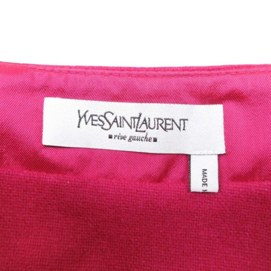 美品 YVES SAINT LAURENT イヴサンローラン 2005年製 ヴィンテージ  ウールアンゴラ ミモレスカート スリット 34 ショッキングピンク レディース 古着 中古 | Yves Saint Laurent | 05