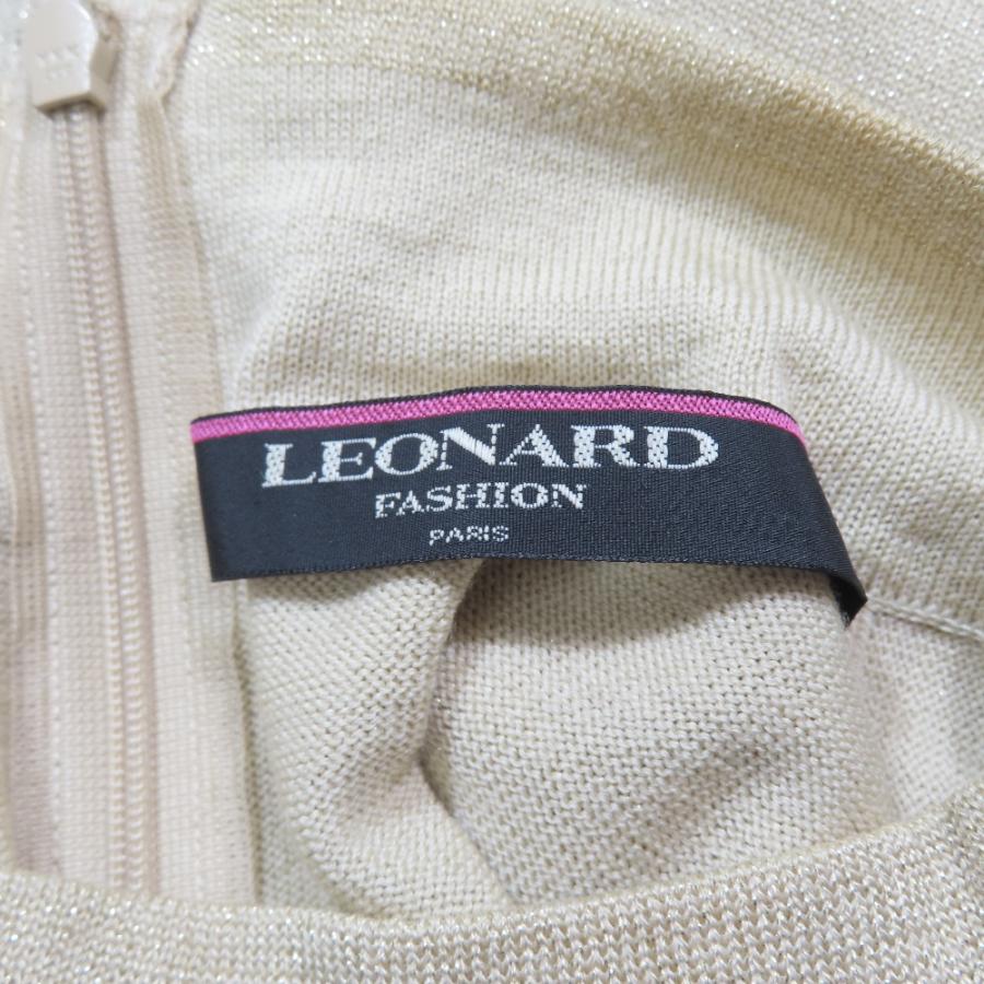 良品 LEONARD レオナール 半袖 ニット ハイネック ラメ ハイゲージ プルオーバー カットソー LL ベージュ レディース 古着 中古 | LEONARD | 06