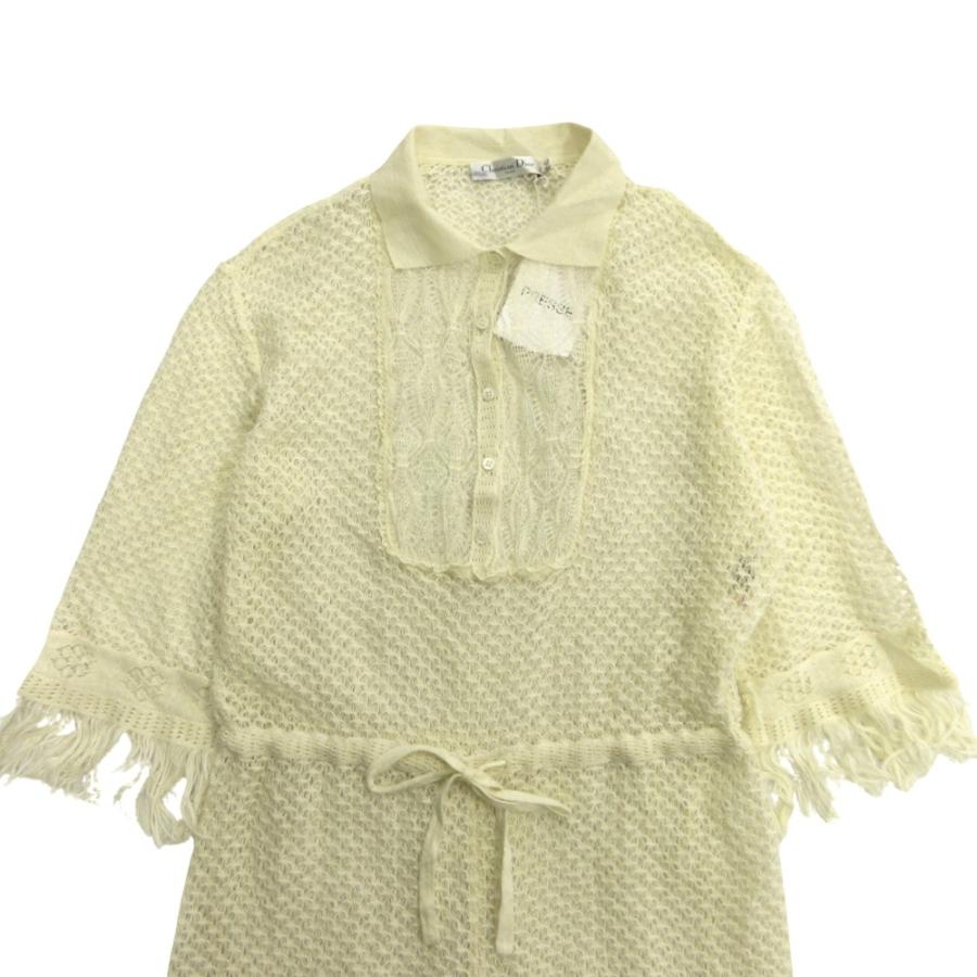 未使用 Christian Dior クリスチャンディオール 21ss ジャンプスーツ オールインワン リネン カシミヤ シルク シースルー 38 アイボリー レディース 古着 中古 | Christian Dior | 02
