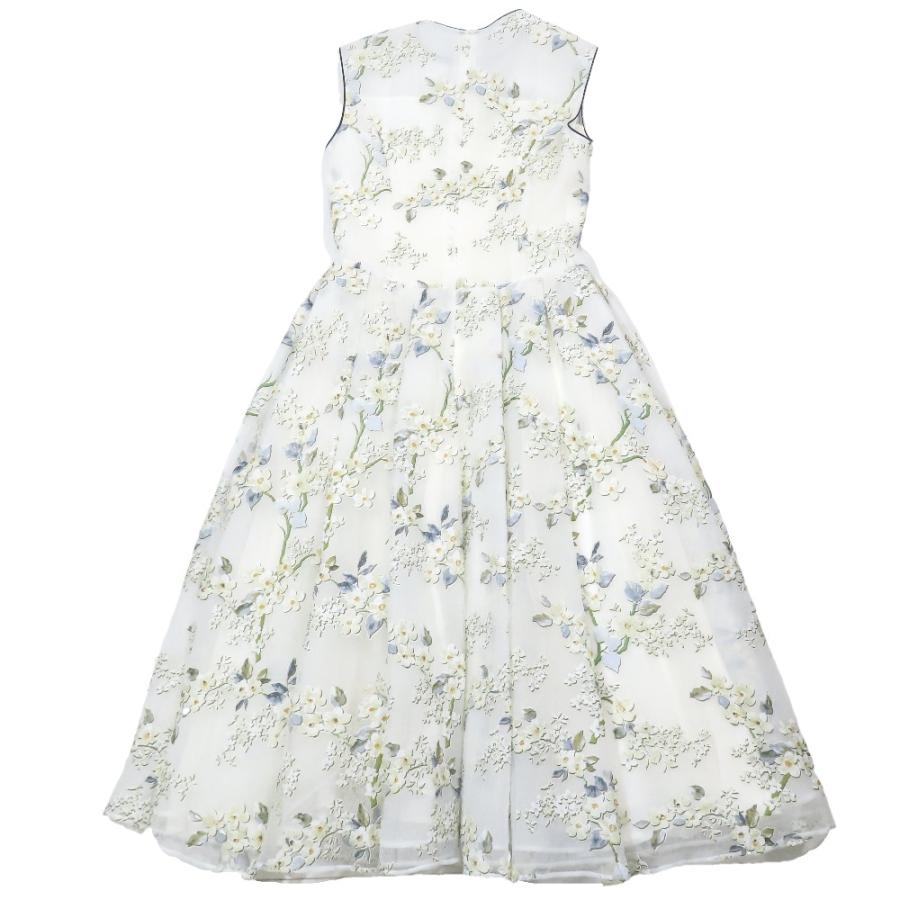 良品 Rene ルネ 19SS 花柄 チュールドレス ノースリーブ ワンピース 6926990 フレアスカート ハーフ 膝丈 34 ホワイト レディース 古着 中古 | Rene | 01