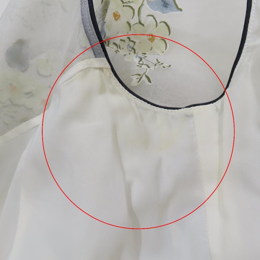 良品 Rene ルネ 19SS 花柄 チュールドレス ノースリーブ ワンピース 6926990 フレアスカート ハーフ 膝丈 34 ホワイト レディース 古着 中古 | Rene | 06