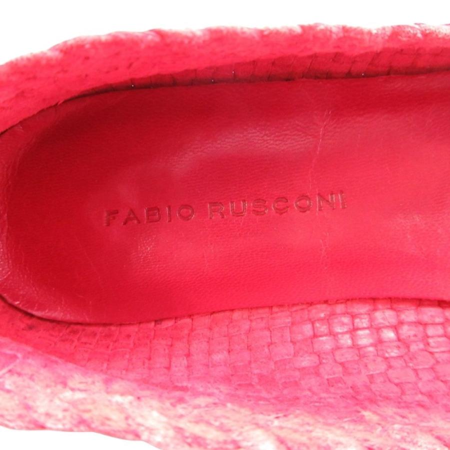 美品 FABIO RUSCONI ファビオルスコーニ 編み込みレザー ローファー モカシン スリッポン シューズ 靴 38/24.0 赤 レディース 古着 中古 | FABIO RUSCONI | 08