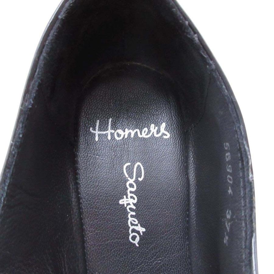 美品 HOMERS ホーマーズ ハラコ エナメルレザー マニッシュシューズ レースアップ レオパード柄 靴 37.5/24.0 黒 茶 レディース 古着 中古 |  | 08