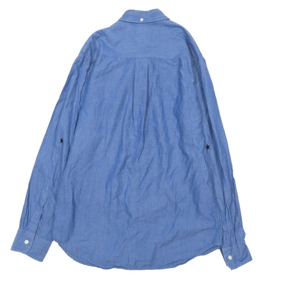 良品 STUSSY オールド ステューシー ボタンダウン 長袖シャツ ロゴ 刺繍 エルボー スター ロングスリーブ S ブルー メンズ 古着 中古 | STUSSY | 01
