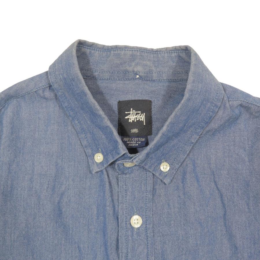 良品 STUSSY オールド ステューシー ボタンダウン 長袖シャツ ロゴ 刺繍 エルボー スター ロングスリーブ S ブルー メンズ 古着 中古 | STUSSY | 02