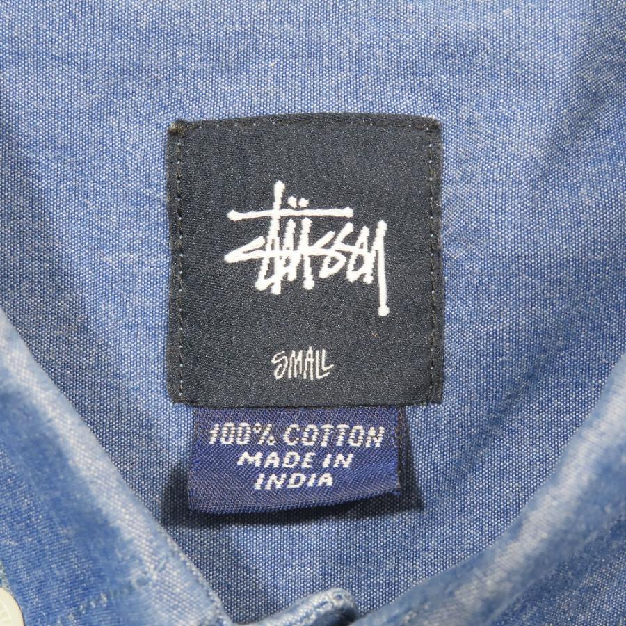 良品 STUSSY オールド ステューシー ボタンダウン 長袖シャツ ロゴ 刺繍 エルボー スター ロングスリーブ S ブルー メンズ 古着 中古 | STUSSY | 06