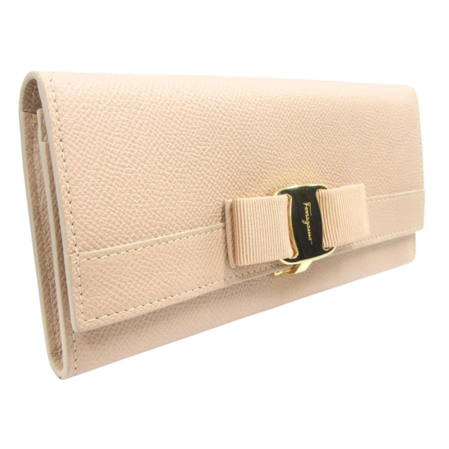 未使用 Salvatore Ferragamo サルヴァトーレフェラガモ レザー ヴァラリボン 長財布 財布 ウォレットケース ゴールド金具 ピンク レディース 古着 中古 |  | 01