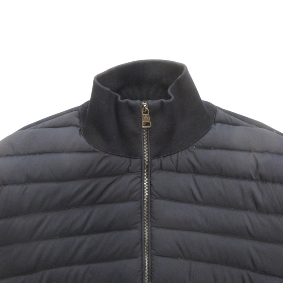良品 MONCLER モンクレール 18ss マリア トリコ カーディガン ニット ダウン ジャケット ブルゾン 切替 ロゴ レザー M  紺 ネイビー メンズ 古着 中古 USED MONCLER（モンクレール） 良品 18ss マリア トリコ カーディガン