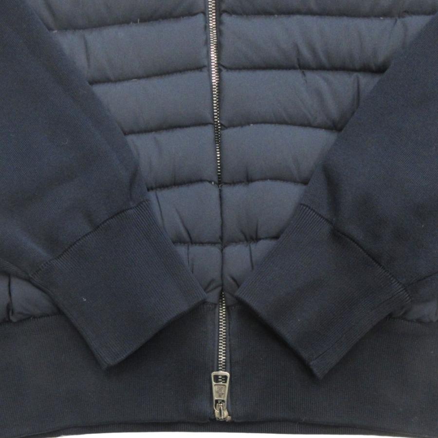 良品 MONCLER モンクレール 18ss マリア トリコ カーディガン ニット ダウン ジャケット ブルゾン 切替 ロゴ レザー M  紺 ネイビー メンズ 古着 中古 USED MONCLER（モンクレール） 良品 18ss マリア トリコ カーディガン