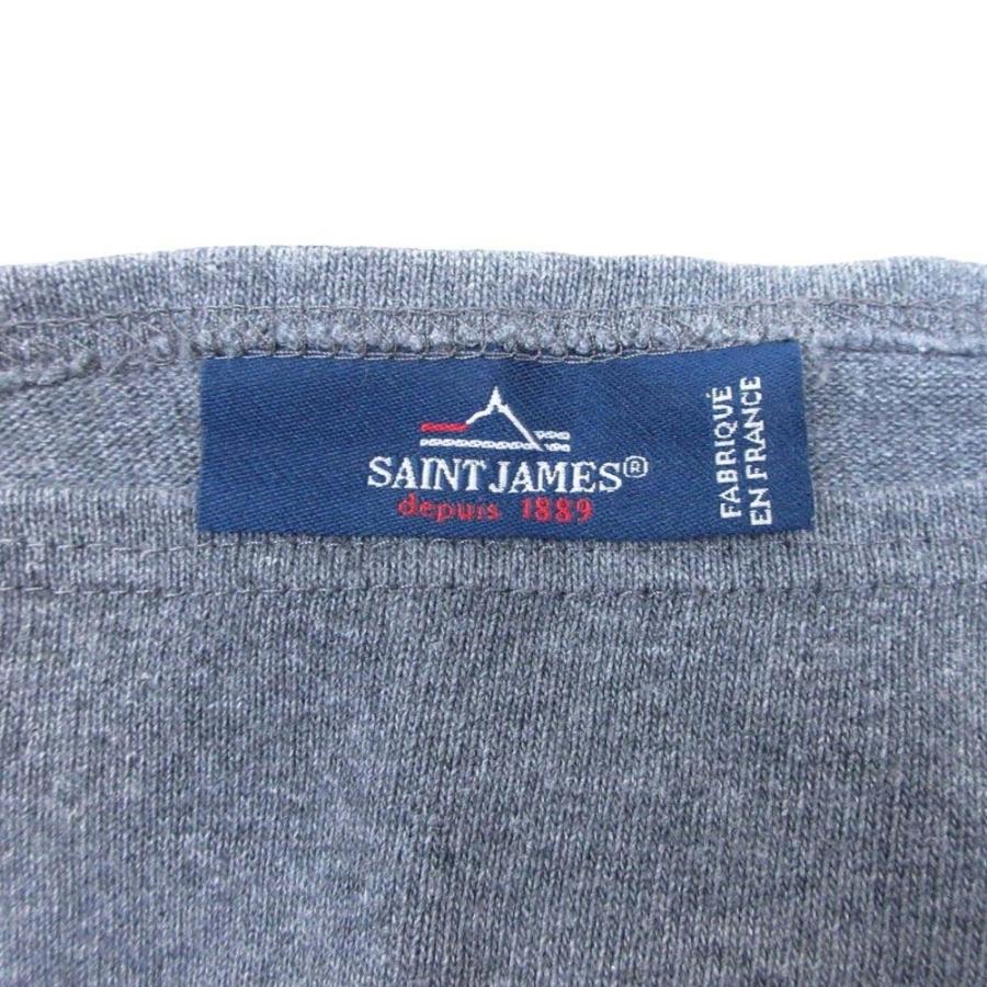 美品 SAINT JAMES セントジェームス バスクシャツ ウエッソン 長袖 ボートネック カットソー トップス ヘビーウェイト 5/ML グレー メンズ 古着 中古 | SAINT JAMES | 06