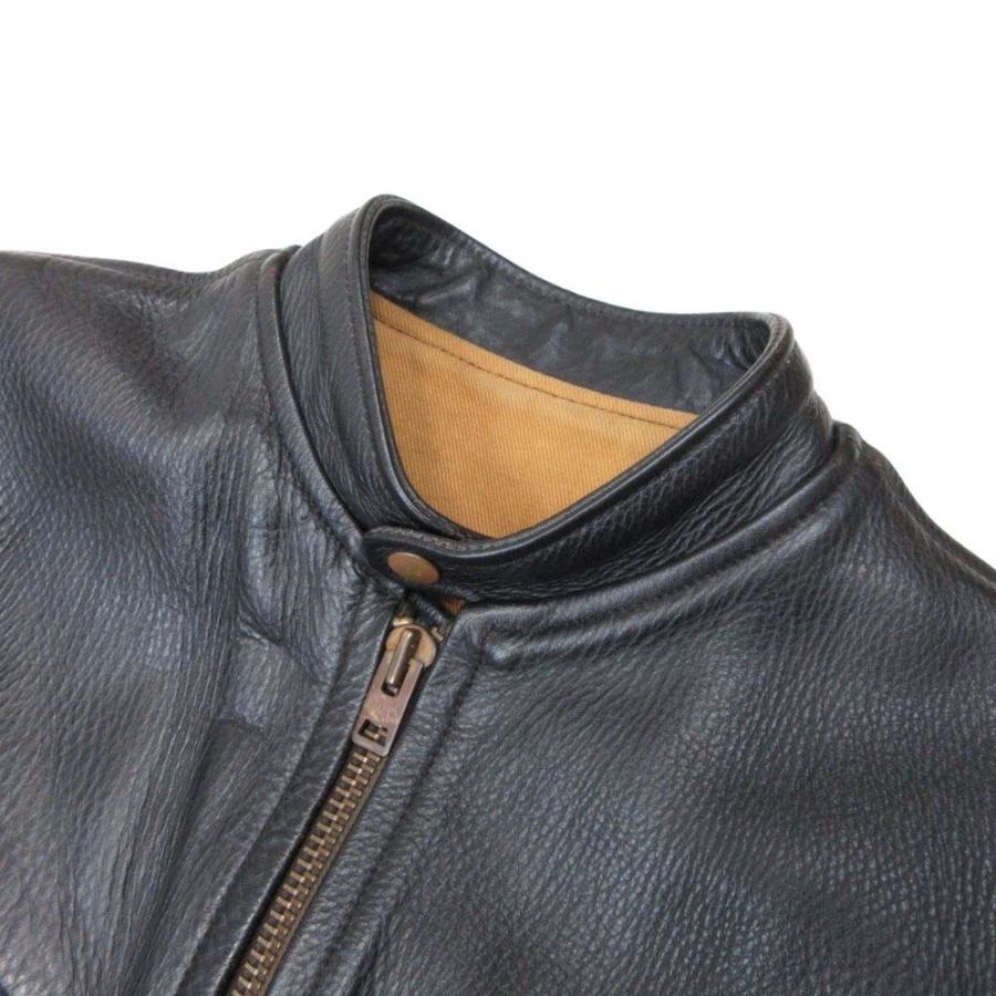 良品 FOUR SPEED フォースピード  RIDERS JACKET 逆ハの字ジップ シングルライダース バイカージャケット 牛革 38 黒 ブラック メンズ 古着 中古 |  | 03
