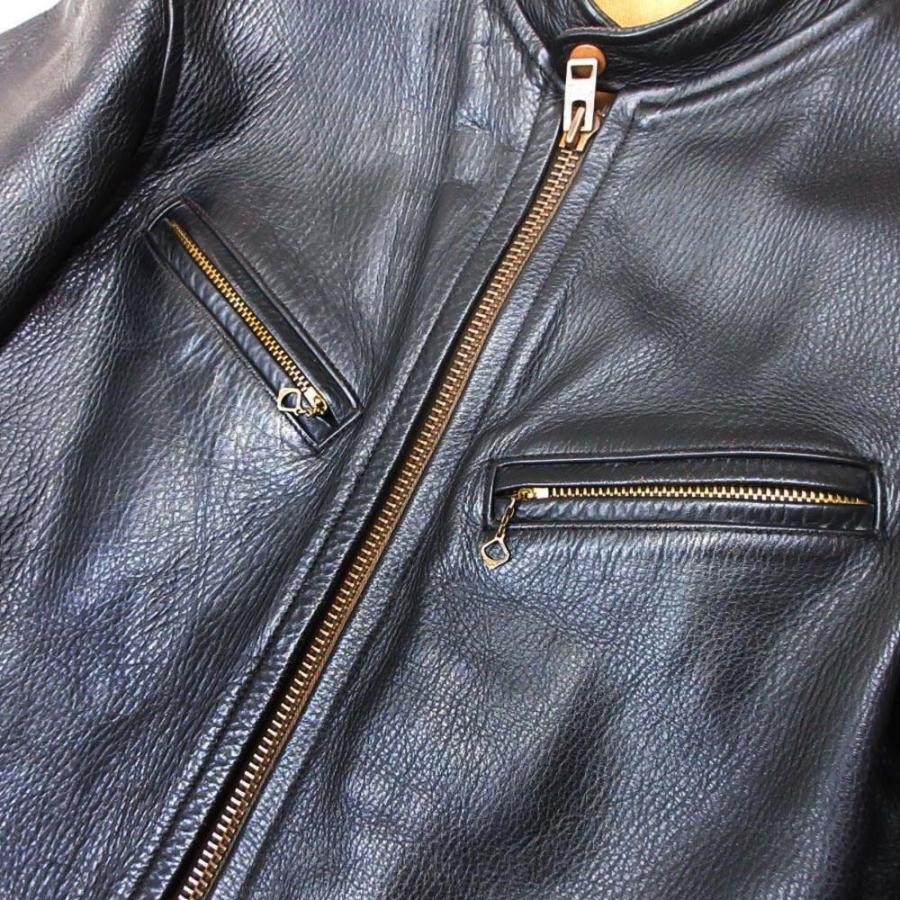 良品 FOUR SPEED フォースピード  RIDERS JACKET 逆ハの字ジップ シングルライダース バイカージャケット 牛革 38 黒 ブラック メンズ 古着 中古 |  | 04