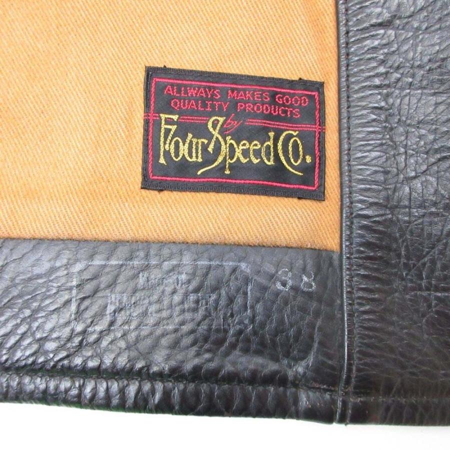 良品 FOUR SPEED フォースピード  RIDERS JACKET 逆ハの字ジップ シングルライダース バイカージャケット 牛革 38 黒 ブラック メンズ 古着 中古 |  | 05