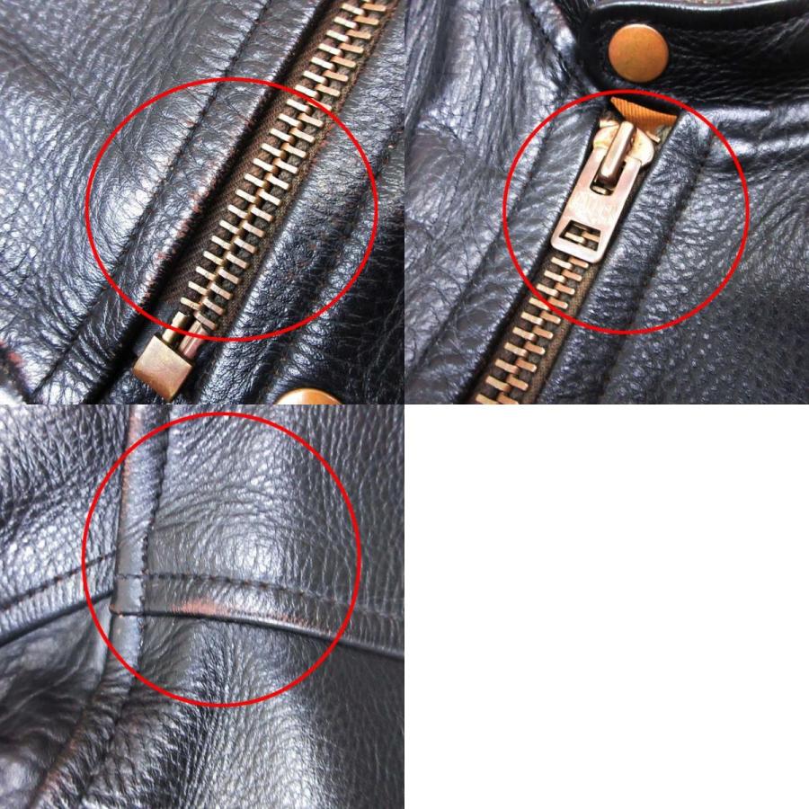 良品 FOUR SPEED フォースピード  RIDERS JACKET 逆ハの字ジップ シングルライダース バイカージャケット 牛革 38 黒 ブラック メンズ 古着 中古 |  | 09