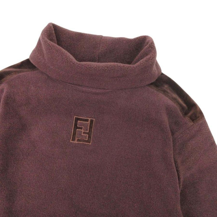 美品 FENDI フェンディ ヴィンテージ FFロゴ タートルネック フリース プルオーバー トップス カットソー 長袖 ベロア 40 茶 ブラウン メンズ 古着 中古 | FENDI | 02